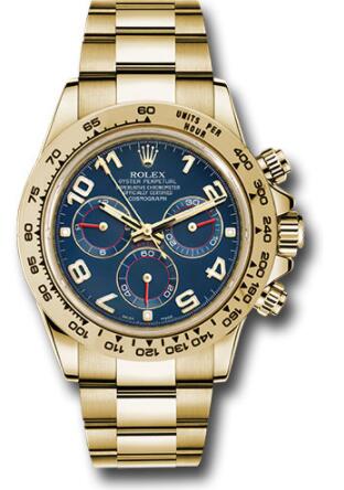 Replica Rolex Yellow Gold Cosmograph Daytona 40 Watch 116508 Blue Arabic Dial